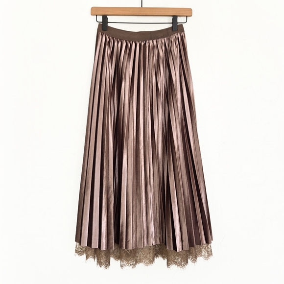 Dresses & Skirts - Pleated Velvet Lace Reversible Skirt